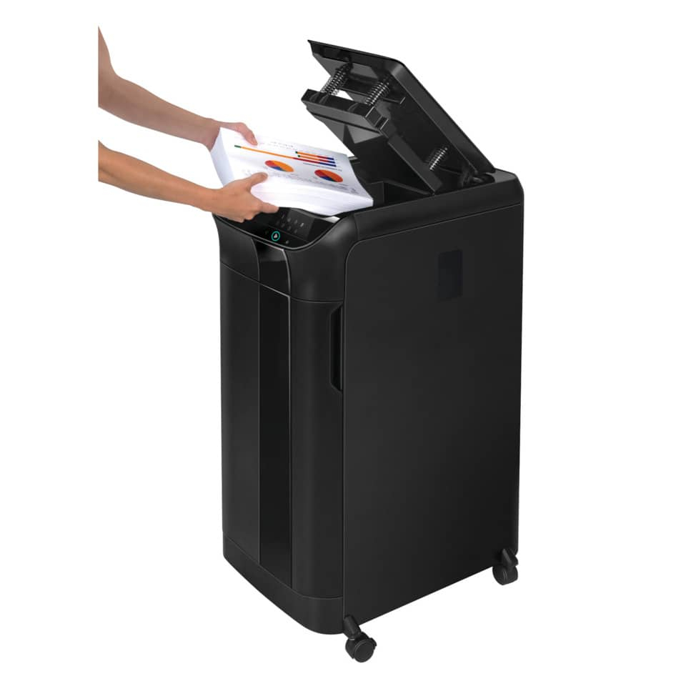 Distruggi documenti professionale P5 uso moderato Fellowes AutoMax™ 600M Nero - 2x12mm - 22 litri-107433 - Loveoffice