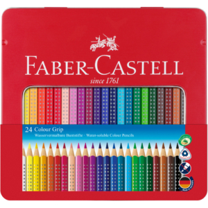 Faber Castell Matite Colorate Acquerellabili triangolari Colour Grip - Astuccio Metallo (conf.24)