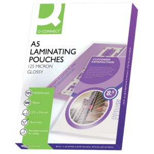 Pouches A5 per plastificatrice Q-Connect 2x125µm finitura lucida (conf.100)