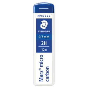 Mine sottili 2H per portamine - Staedtler Mars Micro Carbon - Ø0,7 mm - Astuccio da 12 mine (conf.12 mine)