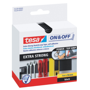 Velcro adesivo Tesa - Nero - 1mx50mm - On&Off universale autoadesivo extra forte - 55229-00000-02