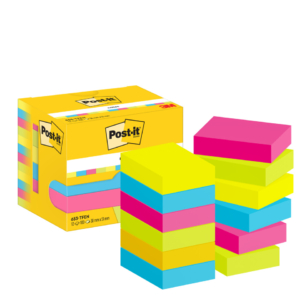 Foglietti riposizionabili Post-it® Notes Energy - tinta unita - 100 - 38x51 mm - neon arcobaleno (conf.12)