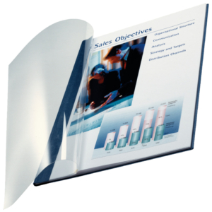 Cartelline trasparenti per rilegatura A4 con fronte Trasparente Esselte in PPL - 36-70 fogli - Blu marina - 73990035 (conf.10)