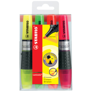 Evidenziatori Luminator Stabilo in Astuccio PET Trasparente - Assortito - 2-5 mm - 71/4 (conf.4)
