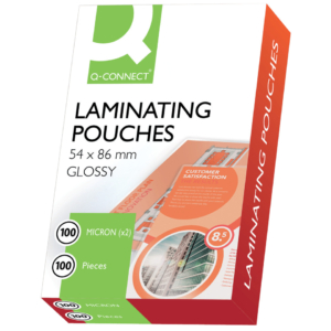 Pouches per plastificatrice Q-Connect 2x100µm finitura lucida 5,4x8,6 cm (conf.100 pouches)