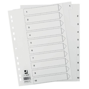 Divisore numerico Q-Connect Bianco 22,5x29,7 cm ppl 1-10