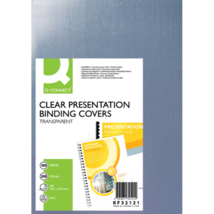 Copertine per rilegatura Q-Connect PVC Trasparente liscio - 200µm A4 - KF32121 (conf.100)
