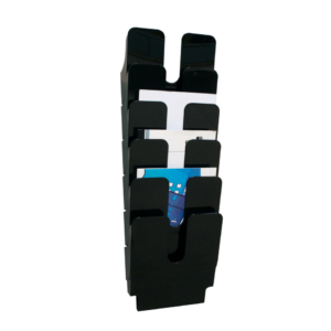 Portadepliant da parete Flexiplus Durable - 6 scomparti - A4 - 24,7x10x74,5 cm - Nero - 1700008061