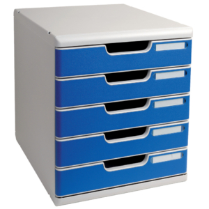 Cassettiera Modulo A4 Exacompta - Grigio chiaro/blu - 5 cassetti - 301003D