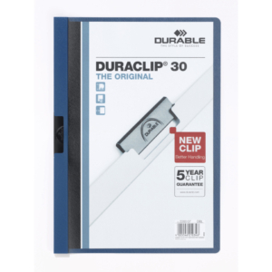 Cartellina con clip Durable DURACLIP® A4 - Dorso 3 mm - capacità 30 fogli in PVC Blu - 220007