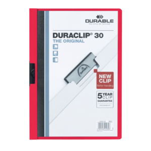 Cartellina con clip Durable DURACLIP® A4 - Dorso 3 mm - capacità 30 fogli in PVC Rosso - 220003