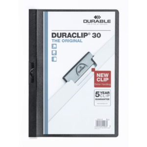 Cartellina con clip Durable DURACLIP® A4 - Dorso 3 mm - capacità 30 fogli in PVC Nero - 220001