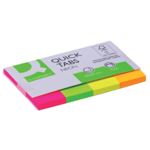 Segnapagina Q-Connect Index Marker neon 20x50 mm Assortito - KF01226 (dispenser 4 blocchetti da 50)