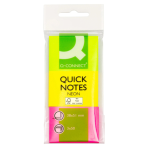 Segnapagina Q-Connect neon 38x51mm Assortito - KF01224 (10 blister da 3 blocchetti da 50 foglietti cad.)