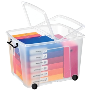 Contenitore con coperchio Smart Box Strata - Con ruote - 48,5x60x41,5 cm - 75 litri - HW676