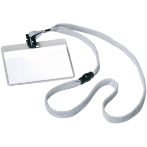 Portanome con cordoncino Durable - 6x9 cm - Grigio - 44 cm - 8139-10 (conf.10)