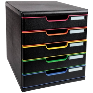 Cassettiere Modulo A4 Exacompta - Nero/arlecchino - 5 cassetti - 28,8x35x32 cm - 301914D