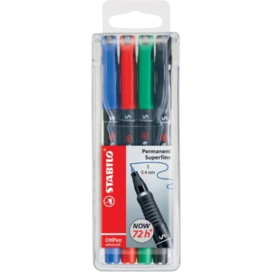 Penne Stabilo OHPen universal Superfine (S) 0,4 mm Assortito - 841/4 (astuccio da 4)
