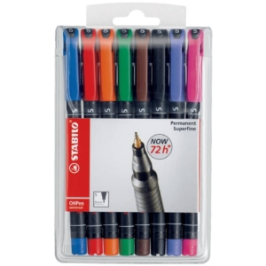 Penne Stabilo OHPen universal Superfine (S) 0,4 mm Assortito - 841/8 (astuccio da 8)
