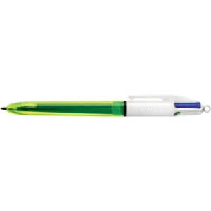 Penna a sfera 4 Colori Bic Colours™ Fluo - Penna a scatto 4 colori - fusto Giallo fluo Trasparente - 933948