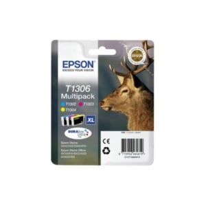 Cartucce Originali Ink-jet Epson Cervo T1306XL Ciano+Magenta+Giallo - 755 Pagine cad. - C13T13064012 (conf.3 cartucce)