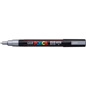 Pennarello Uniposca a tempera - Uniposca Argento Uni-Ball - punta fine tonda - 0,9-1,3 mm