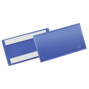 Tasca con bande adesive Durable Blu - per inserti f.to 15x6,7 cm (conf.50)