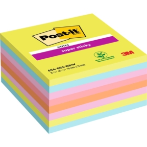 Foglietti Post-it® Super Sticky Notes a righe - Arcobaleno - 76x76 mm - 45 foglietti/blocchetto Verde acido, Acqua, Rosa tropicale, Rosa guava, Arancio acceso (conf.8 blocchetti)