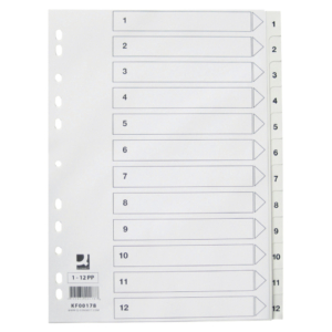 Divisore numerico Q-Connect Bianco 22,5x29,7 cm ppl 1-12