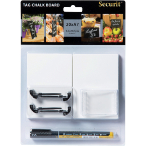 Lavagne scrivibili a gesso liquido Securit® Tag A7 Nere - set da 20 targhe - TAG-A7-WT