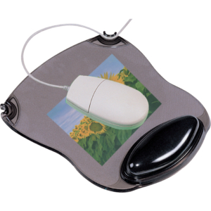 Tappetino per mouse Q-Connect con poggiapolsi in gel 22x26x2,8 cm Grigio Trasparente - KF20084