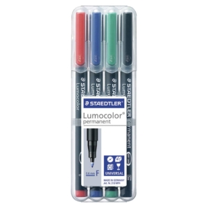 Pennarelli a punta sintetica Staedtler Lumocolor® permanent pen 318 - F - 0,6 mm - Astuccio da 4 pezzi Colori Assortiti