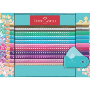 Matite colorate Faber-Castell Sparkle ergonomiche Colori Assortiti 20 matite Ømina 3,8 mm + 1 temperino sleeve mini (conf.21 pezzi)