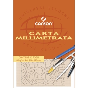Carta opaca millimetrata Canson - A4 - 80g/m² - 10 fogli - 200005812