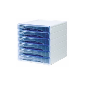 Cassettiera Olivia Arda - 6 cassetti piccoli - 3 cm - Azzurro Trasparente - TR13G6PBL