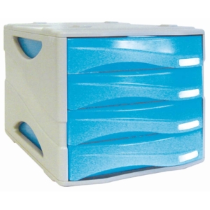 Cassettiera da scrivania Smile Arda - 4 cassetti - 29x38x25,5 cm - Blu traslucido