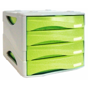 Cassettiera da scrivania Smile Arda - Verde traslucido - 4 cassetti
