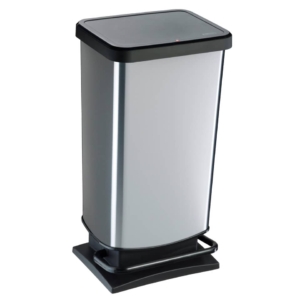 Pattumiera rettangolare Rotho - 35x30x68 cm - silver - 40 litri