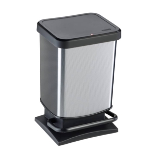 Pattumiera rettangolare Rotho - silver - 20 litri