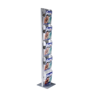 Espositore da terra porta depliant Menhir Ice Tecnostyl A4 - monofronte ICE - 33x33x173 cm - MIC102