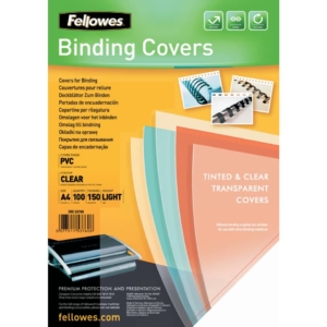 Copertine in PVC per rilegatura Fellowes - A4 - 150µm - Trasparente finitura lucida - 5376001 (conf.100)
