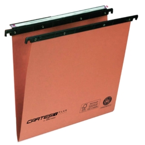 Cartelle sospese per cassetto Linea Cartesio Plus Bertesi 240 g/m² - Interasse 33 cm - Fondo a V - Arancio (conf.25)