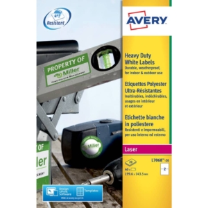 Etichette in poliestere Avery - laser - Bianco - 199,6x143,5 mm - 20 fogli (40 etichette)