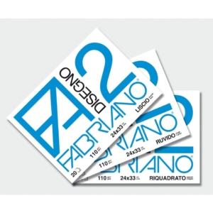 Album da disegno Fabriano F2 - Liscio riquadrato - a punti metallici 110g/m² - 20 fogli - 24x33 cm