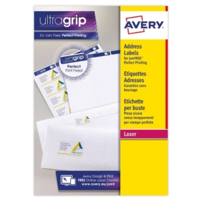 Etichette bianche per indirizzi AVERY Ultragrip™ - Laser - Bianco - 38,1x21,2mm - 65 etichette per foglio - L7651-25 (conf.25 fogli)