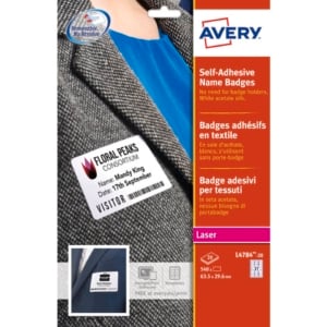 Badge adesivi in seta acetata AVERY 63,5x29,6mm - Bianco (conf.20 fogli)