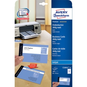 Biglietti visita Quick&Clean™Avery -Ink-jet-fronte-retro- Bianco patinato - 260g/m² - C32015-25 (conf.200 biglietti)
