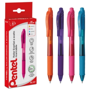 Roller Energel X Pentel - 0,7 mm - Azzurro, Rosa, Viola e Arancione (conf.4)