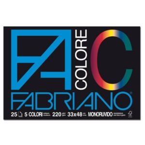Blocchi Fabriano Colore - 24x33 cm - 5 Colori Assortiti - 220g/m² - 25 fogli (conf.5)