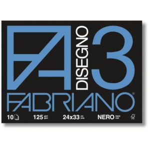 Album Fabriano F3 - 24x33 cm - Nero - 125g/m² - 10 fogli (10 album da 10 fogli cad.)